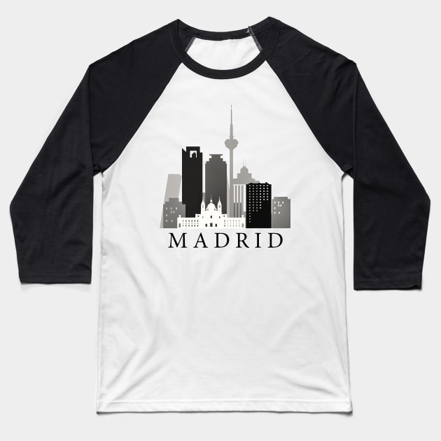 Madrid, Spain Graphic silhouette T-shirt Baseball T-Shirt by DimDom